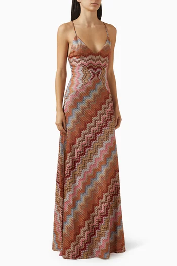 فستان منسوج بنقشة خطوط متعرجة