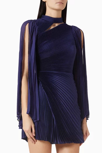 Aurelie Pleated Mini Dress in Satin
