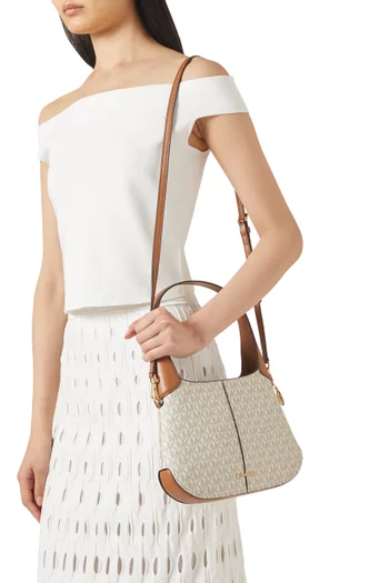 Small Alice Shoulder Bag in Signature Logo Canvas