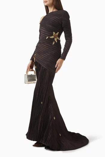 Asymmetric Pleated Gown