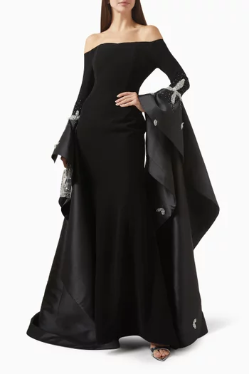 Embellished Off-shoulder Gown