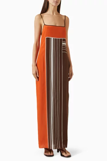 فستان ديستينو سهل الارتداء بفتحة رقبة عميقة حرير