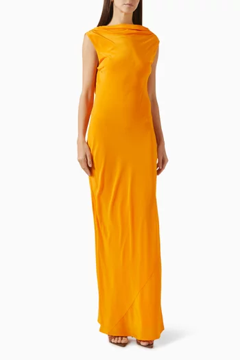 فستان سهرة ايسلا بفتحة مطوية في الخلف حرير