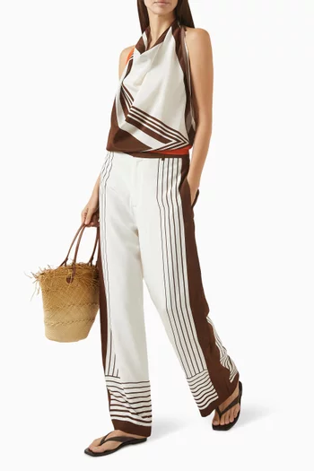 بلوزة ديستينو بنمط وشاح وأربطة حول الرقبة حرير