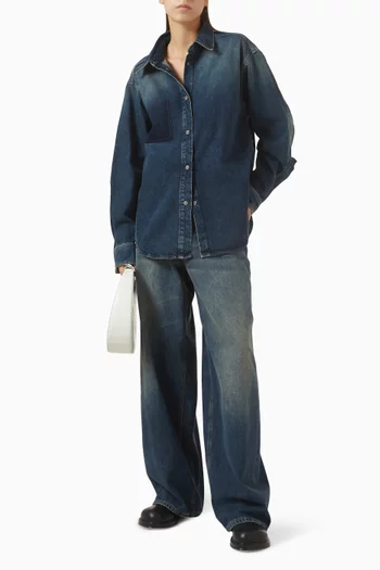 قميص بيلا بشريط على الخصر دينم