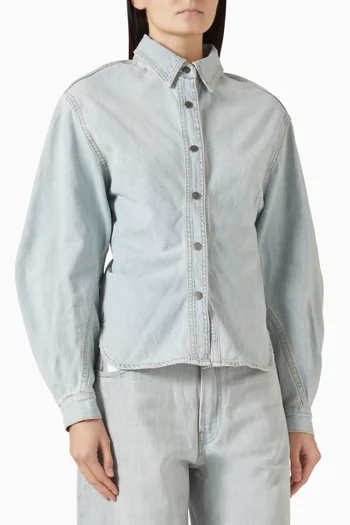 Navy Button-up Shirt in Denim