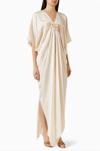 Draped Flower-detail Kaftan