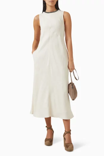 فستان بياقة مطرزة بخرز مونيلي تويل