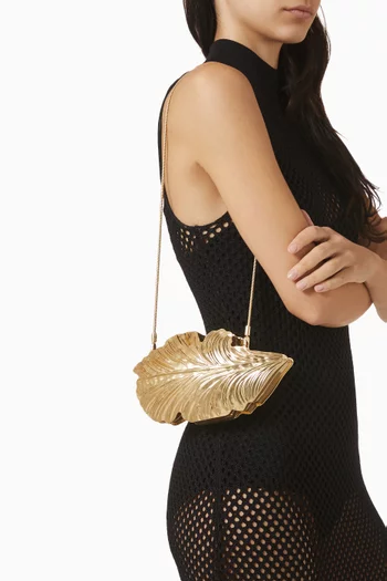 Flora Clutch Bag in Gold-tone Metal