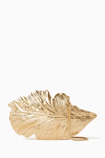 Flora Clutch Bag in Gold-tone Metal