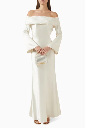 Bianca Off-shoulder Dress in Satin