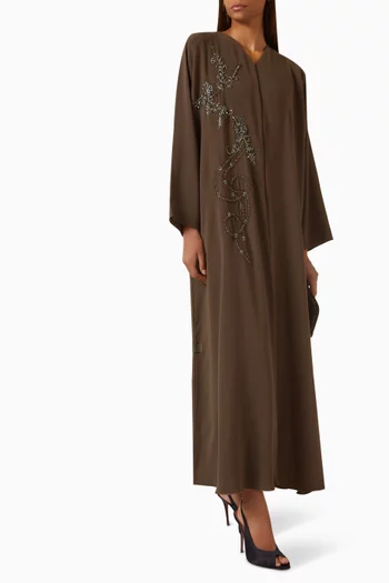 Linear Bead & Thread Embellished Abaya