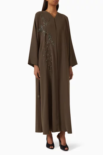 Linear Bead & Thread Embellished Abaya