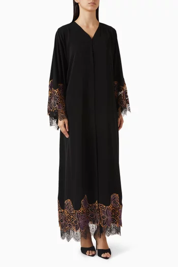 Floral Lace Abaya in Velvet