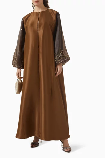 Embellished Puff-sleeve Abaya