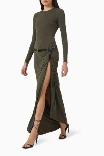 فستان ساسبندد بحزام جيرسيه