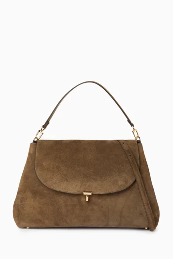T-Lock Satchel Bag in Suede