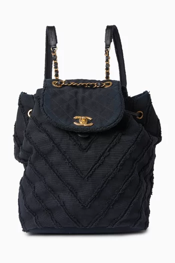 حقيبة ظهر متوسطة بتصميم رقعات برباط تضييق دينم