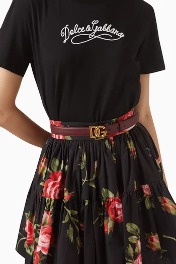 حزام بإبزيم معدني بشعار DG جلد عجل