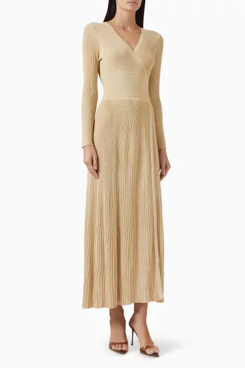 فستان بتصميم ملفوف للزينة نسيج مضلع