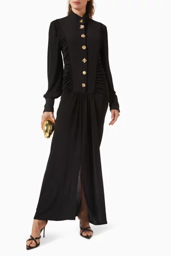 Gathered Button Dress