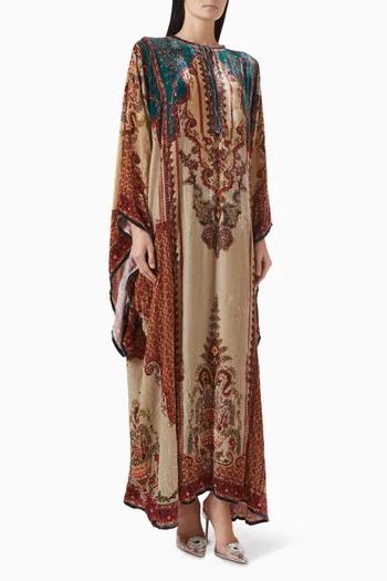 Beatrice Printed Kaftan in Silk Velvet