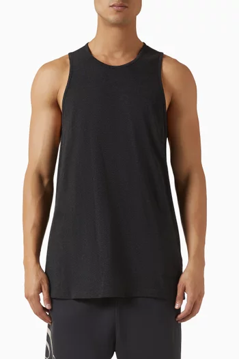 تي شيرت بلا أكمام مطرز بشعار الماركة مزيج قطن