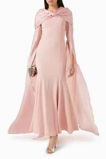 Cape-sleeve Maxi Dress