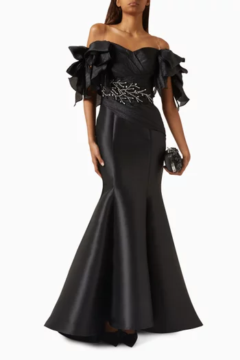 Embellished Off-shoulder Gown