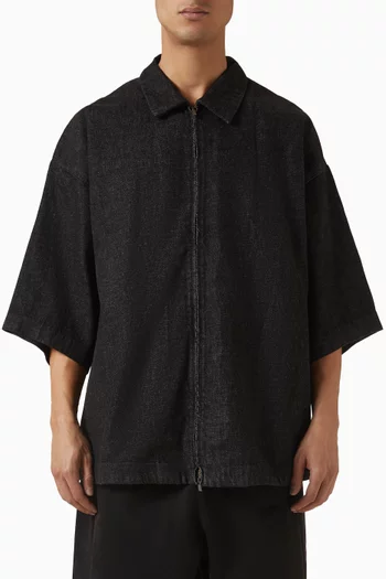 قميص عمال بسحّاب كامل دينم