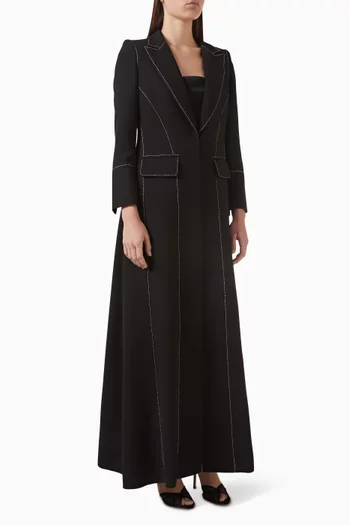 Embellished-trim Coat Abaya