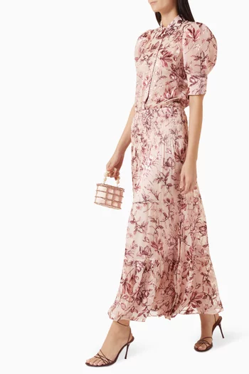 Stevie Printed Maxi Dress in Silk-satin