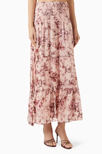 Stevie Printed Maxi Dress in Silk-satin