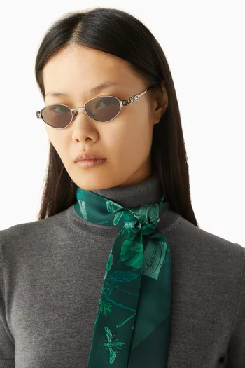 نظارة شمسية بإطار بيضاوي معدن