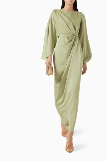 فستان ريني طويل بعقدة ملفوفة