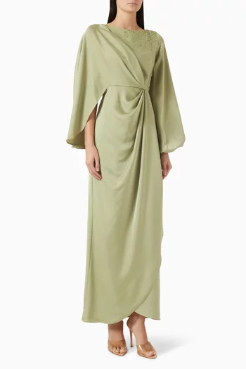 فستان ريني طويل بعقدة ملفوفة