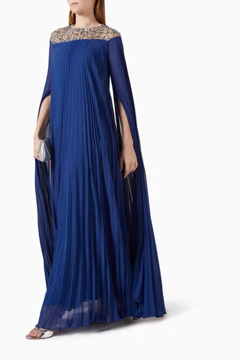 Eleanor Crystal-embellished Pleated Maxi Dress