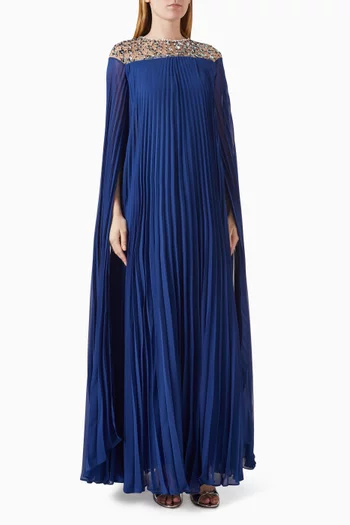 Eleanor Crystal-embellished Pleated Maxi Dress