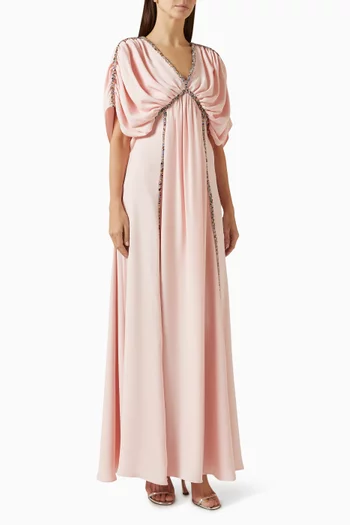 فستان لارا طويل مزين بتطريزات