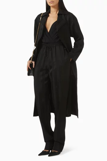 Belted Trench Coat in Satin