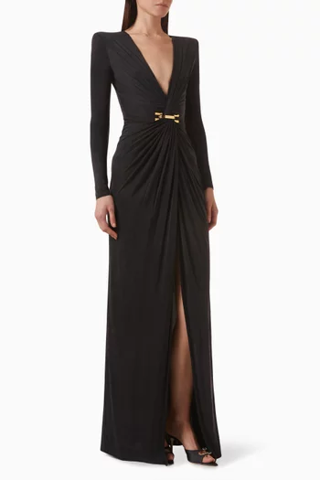 Jewel Logo Gown in Cupro Jersey