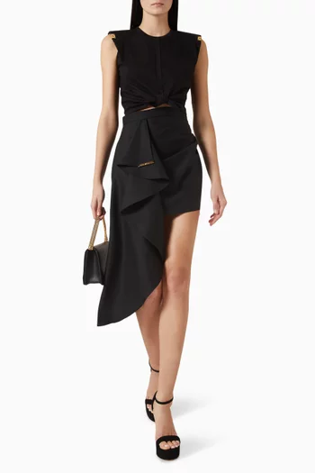 Jewel Plaque Mini Skirt in Wool-blend