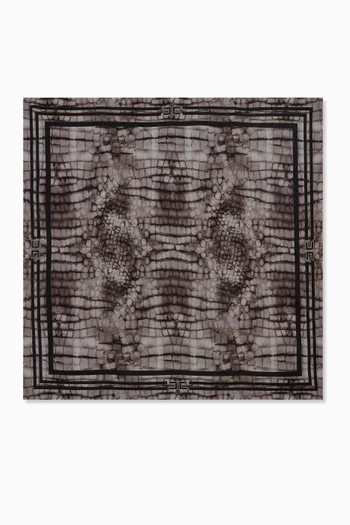 Alligator Print Foulard Scarf in Silk Twill