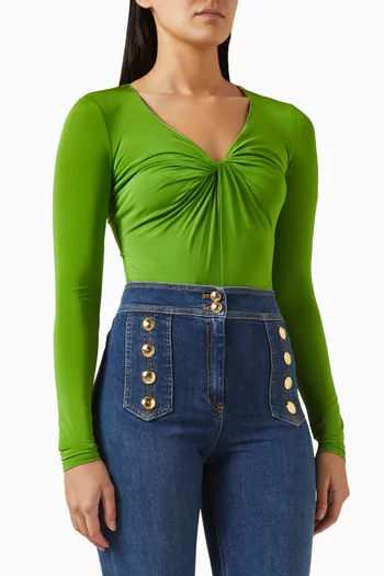 Draped Bodysuit in Crepe Jersey