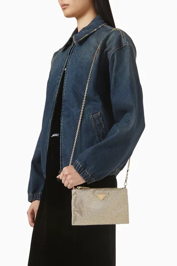 Mini Crystal-embellished Clutch Bag in Satin