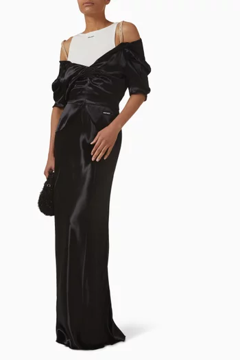 Off-shoulder Dress in Satin