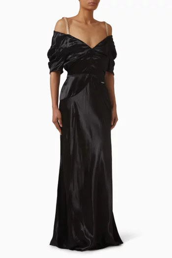 Off-shoulder Dress in Satin