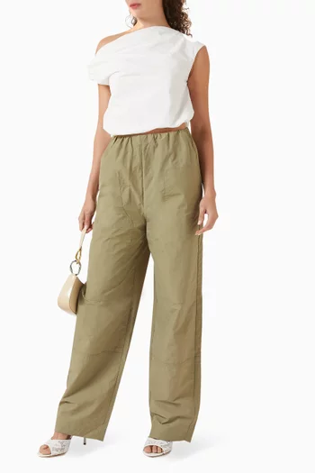 بلوزة أليس بفتحة رقبة غير متماثلة مزيج قطن