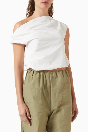 بلوزة أليس بفتحة رقبة غير متماثلة مزيج قطن