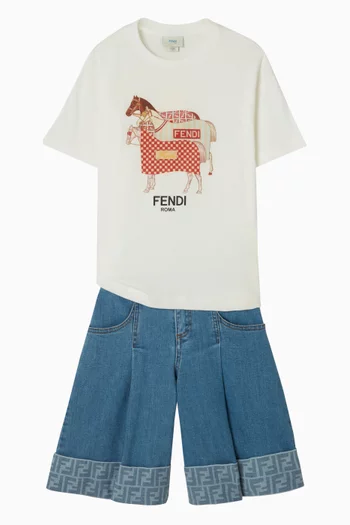 تي شيرت بطبعة شعار الماركة وحصان قطن